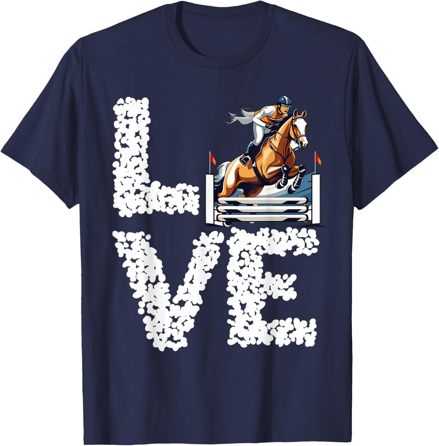 Equestrian Rider Love Leopard English Horse Show Jumping T-Shirt - T-Shirt | Navy