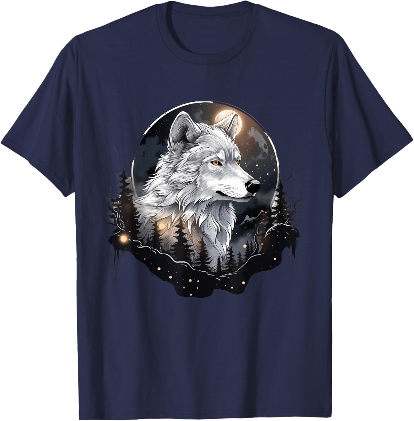 Enchanted Moonlight in Wolfswald , black T-Shirt - T-Shirt | Navy
