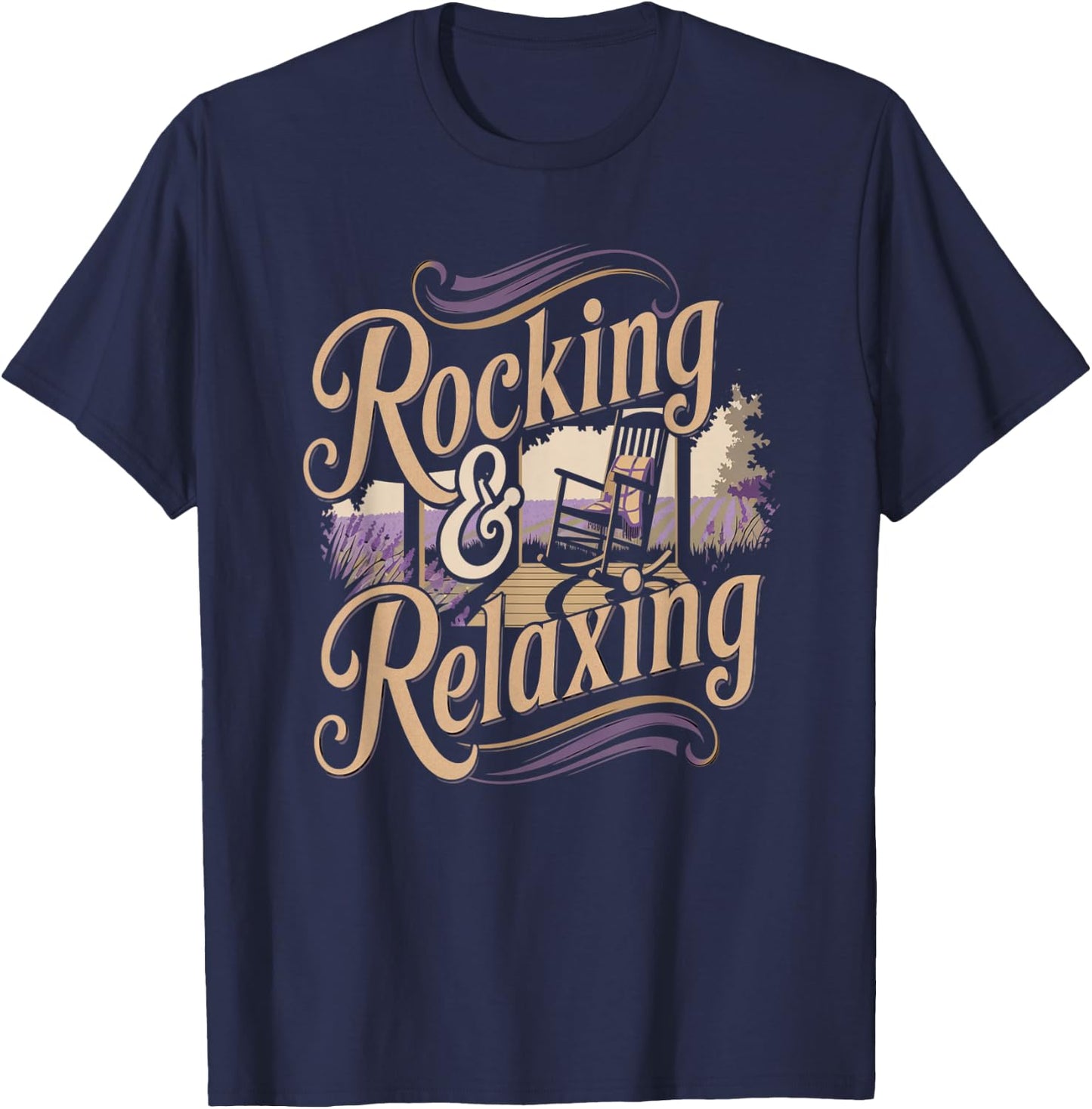 Rocking Relaxing Porch Country Life Outdoor Humor T-Shirt - T-Shirt | Navy