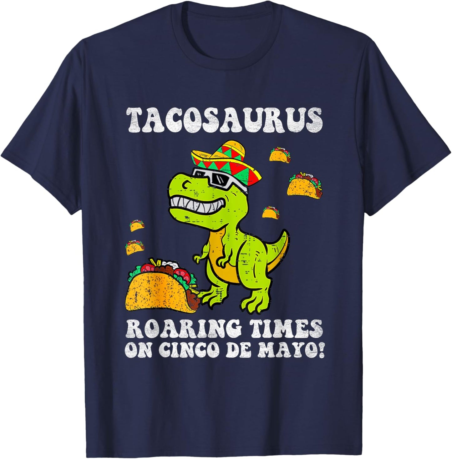 Tacosaurs Cinco De Mayo Dinosaur Taco Mexican Kids Boys T-Shirt - T-Shirt | Navy