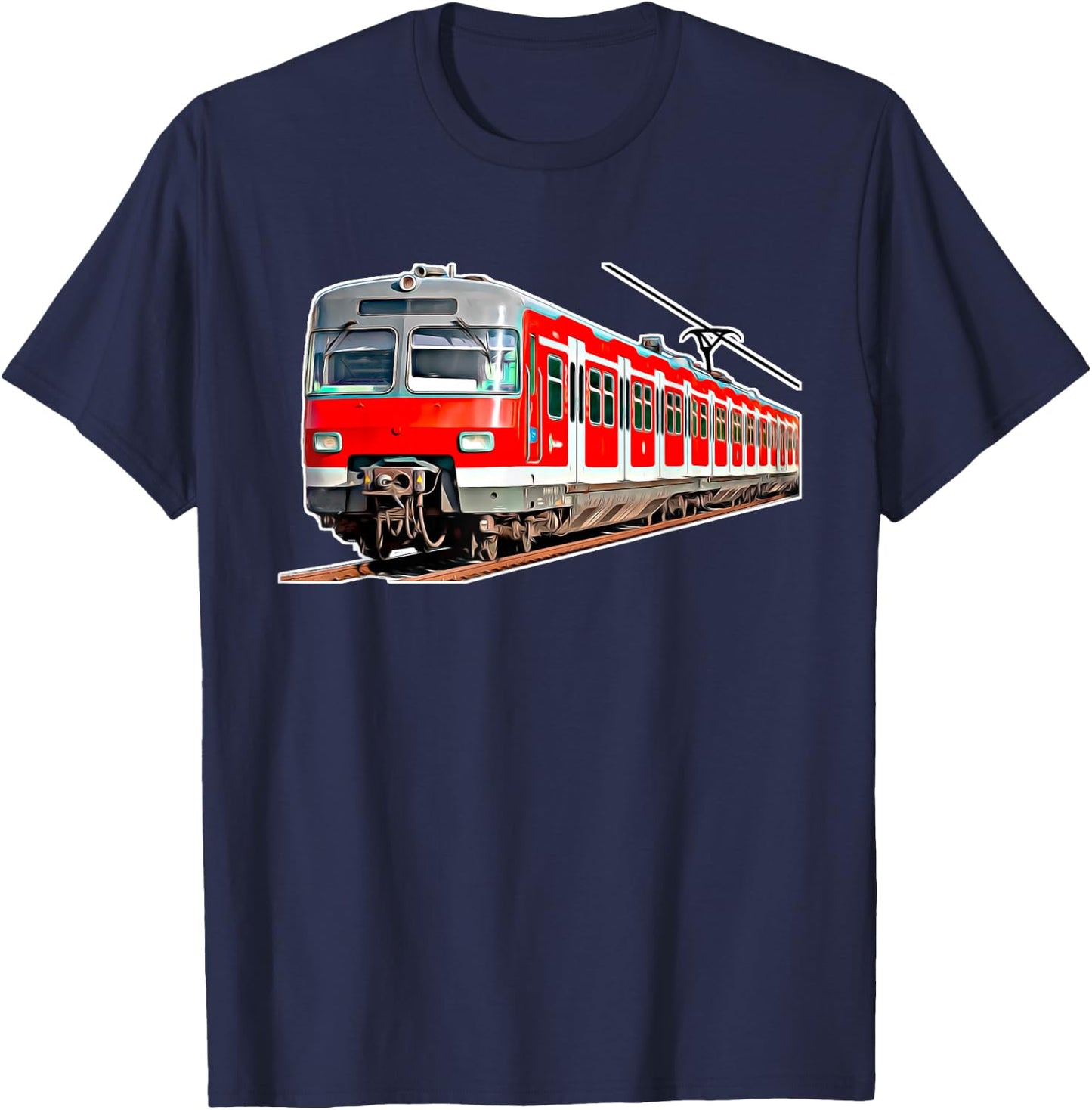 with German Text "Driftzug Bahn Railenverkehr" ("Travel Train Railway"), black T-Shirt - T-Shirt | Navy