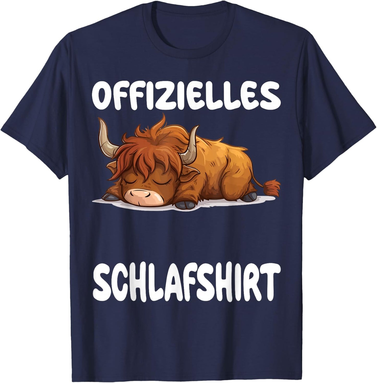 Scottish Highland Cow Official Sleep Shirt Nightdress , black T-Shirt - T-Shirt | Navy