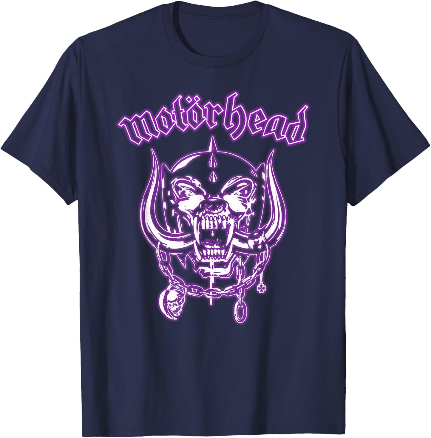 Motörhead Neon Purple Warpig Logo T-Shirt - T-Shirt | Navy