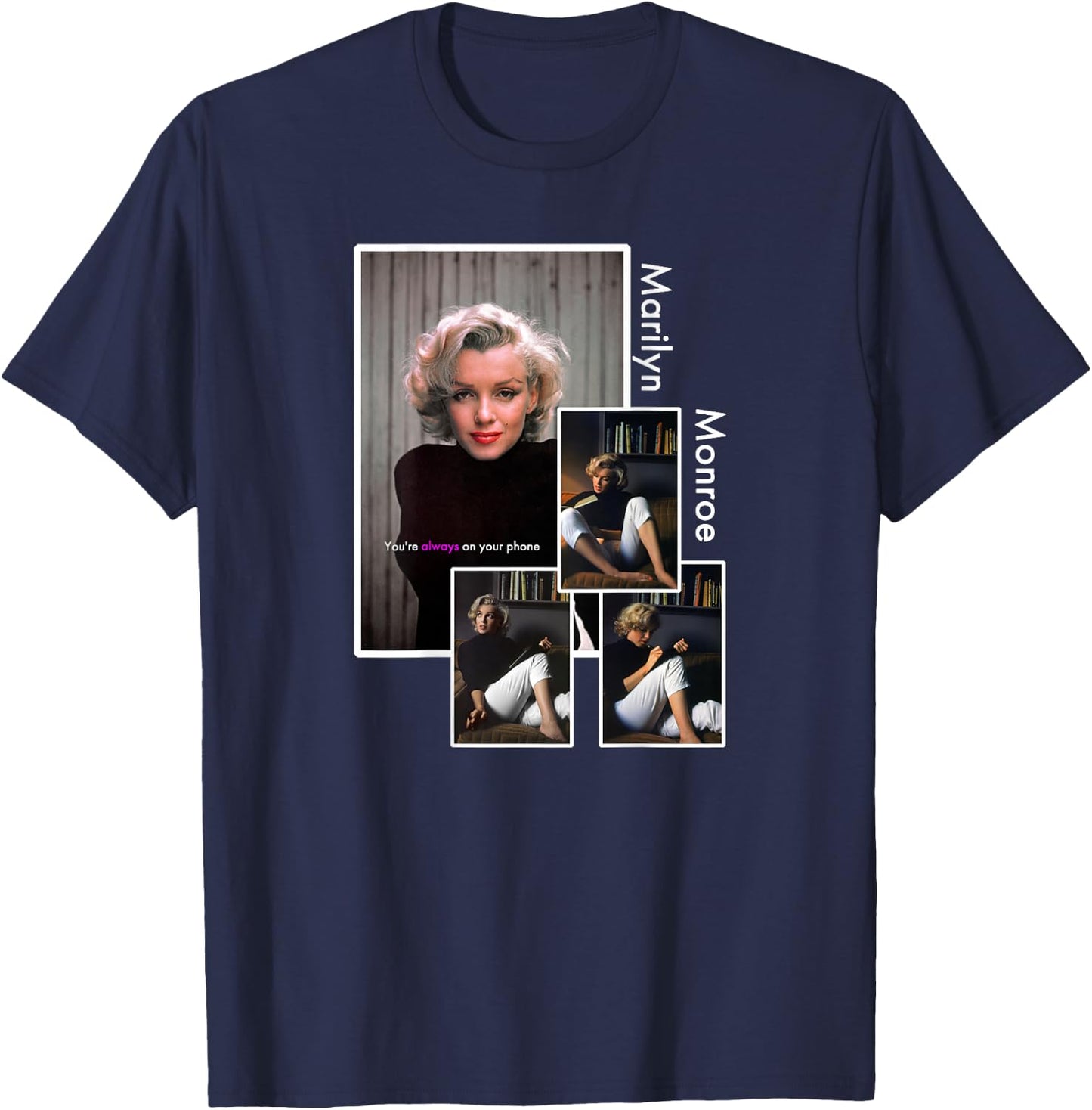 Marilyn Monroe_021_Back Printed , Black, S T-Shirt - T-Shirt | Navy