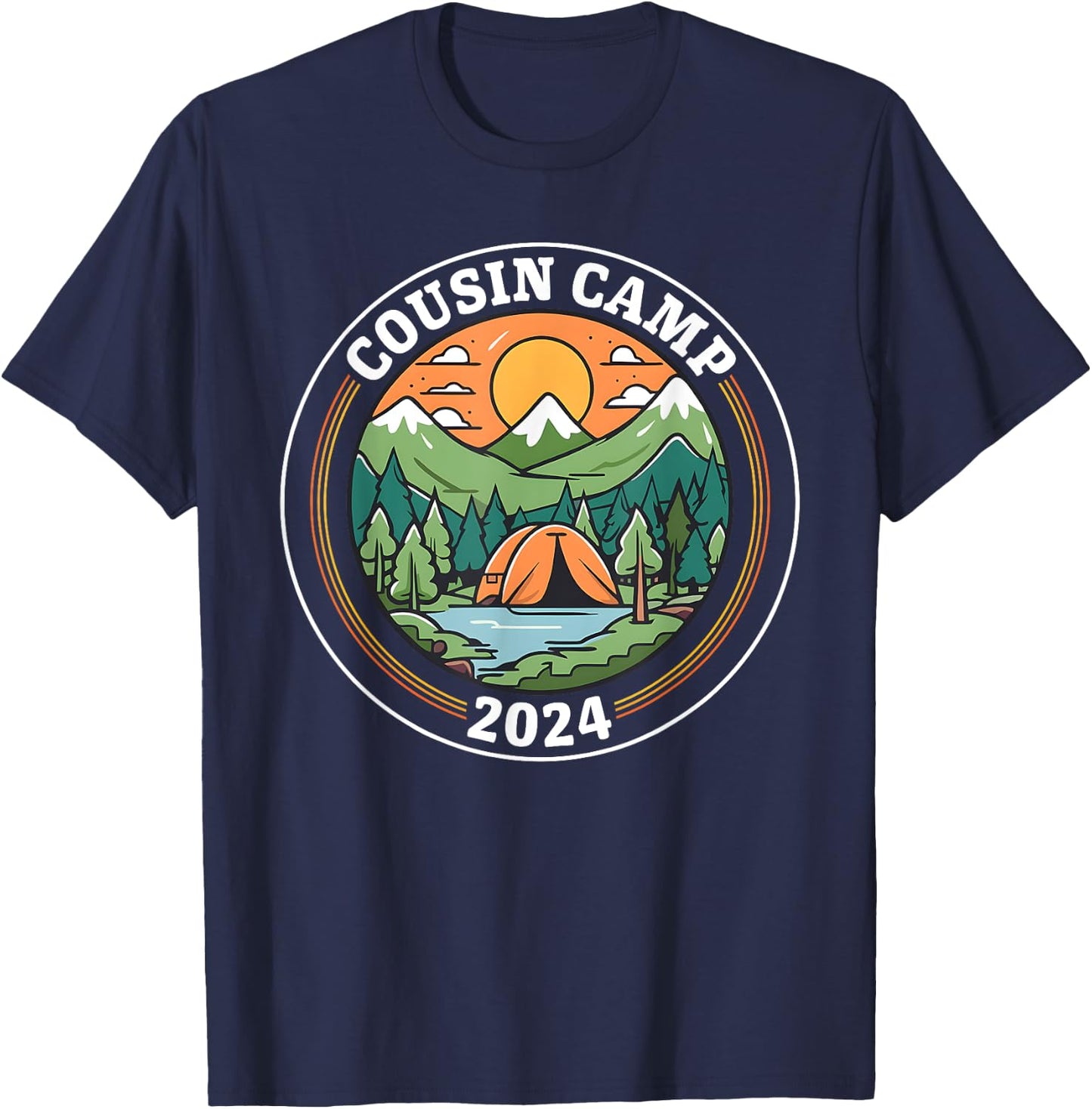 Cousin Camp 2024 Camping Family Summer Vacation Cousin Crew Women Girls Kids T-Shirt - T-Shirt | Navy