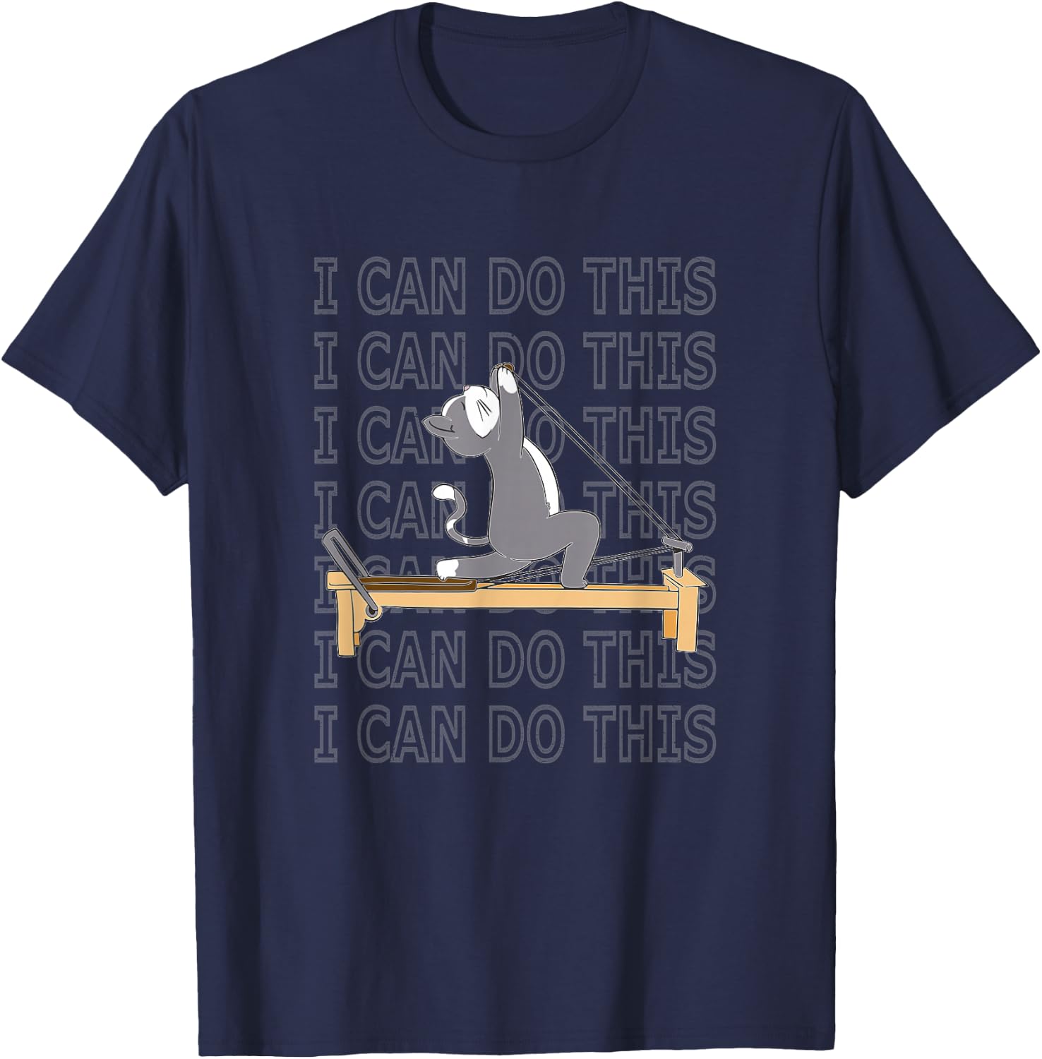 Pilates cat Reformer Pilates I can do this motivation T-Shirt - T-Shirt | Navy