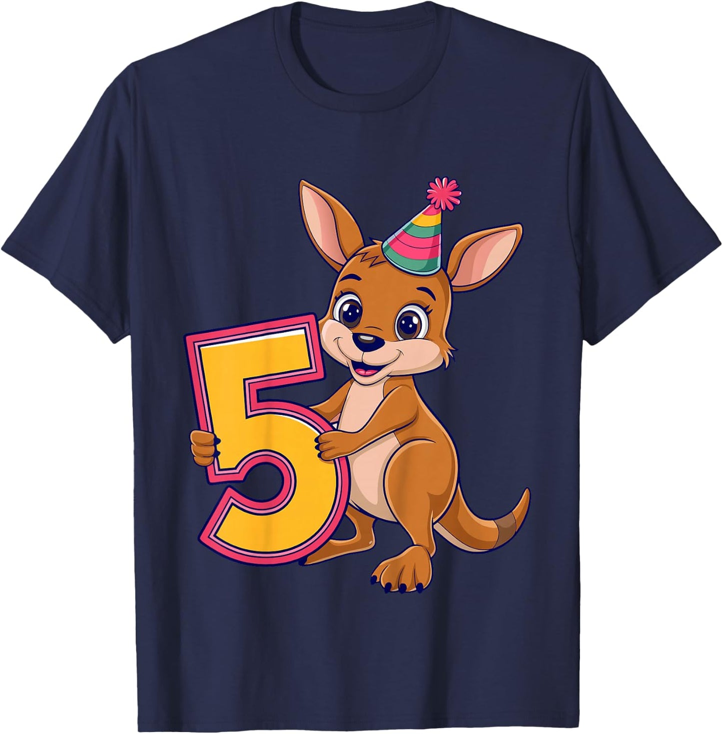 5th Birthday Kangaroo Kids T-Shirt - T-Shirt | Navy