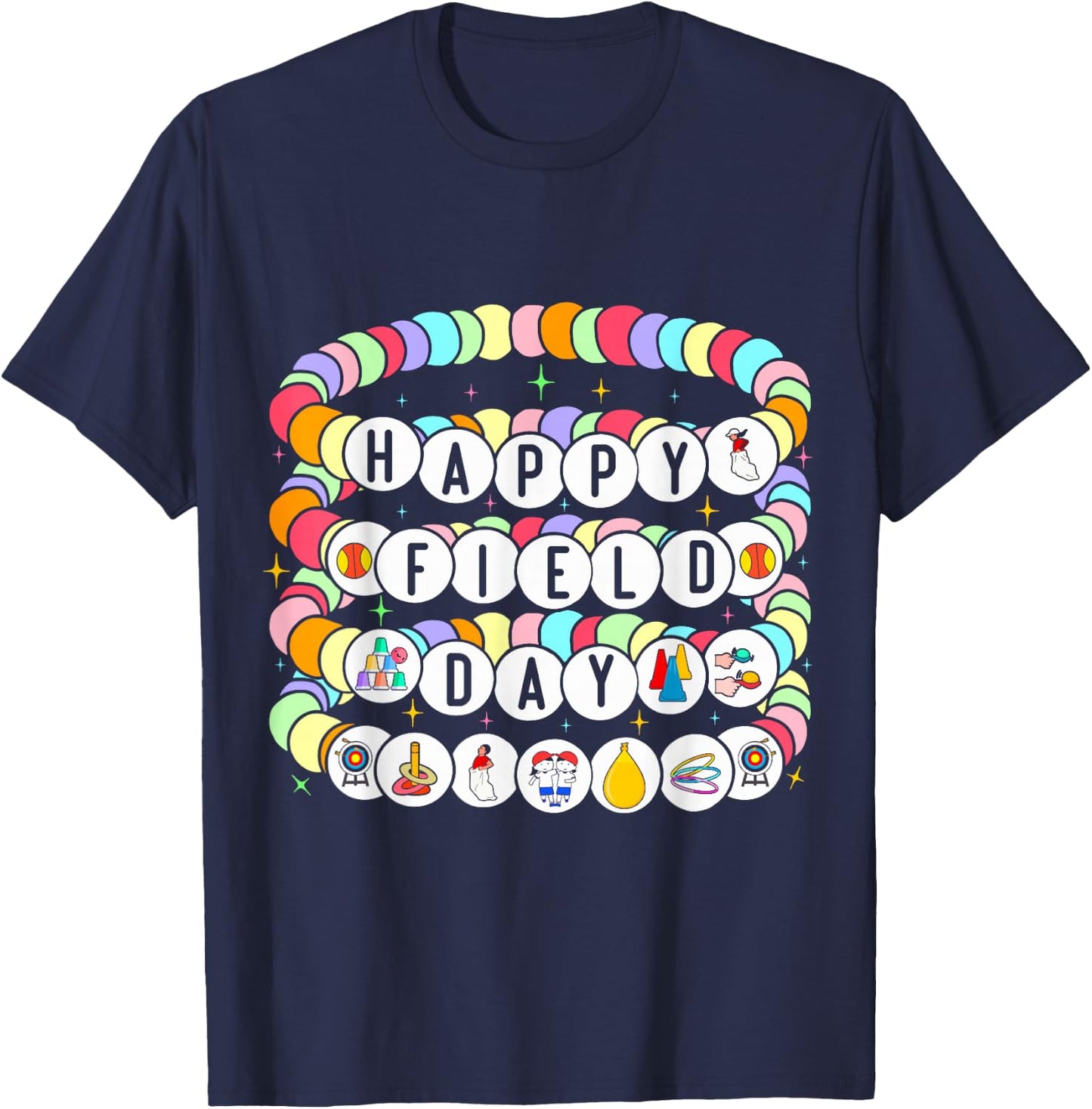 field day games Sack Race field day 2026 friendship bracelet T-Shirt - T-Shirt | Navy