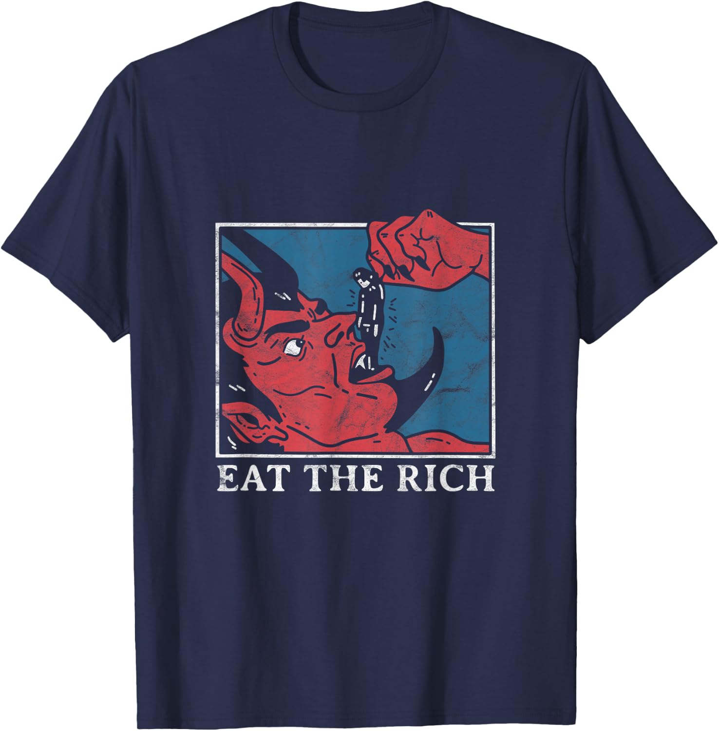 Eat The Rich Satan Devil Goth Punk Grunge Witch Vintage , black T-Shirt - T-Shirt | Navy