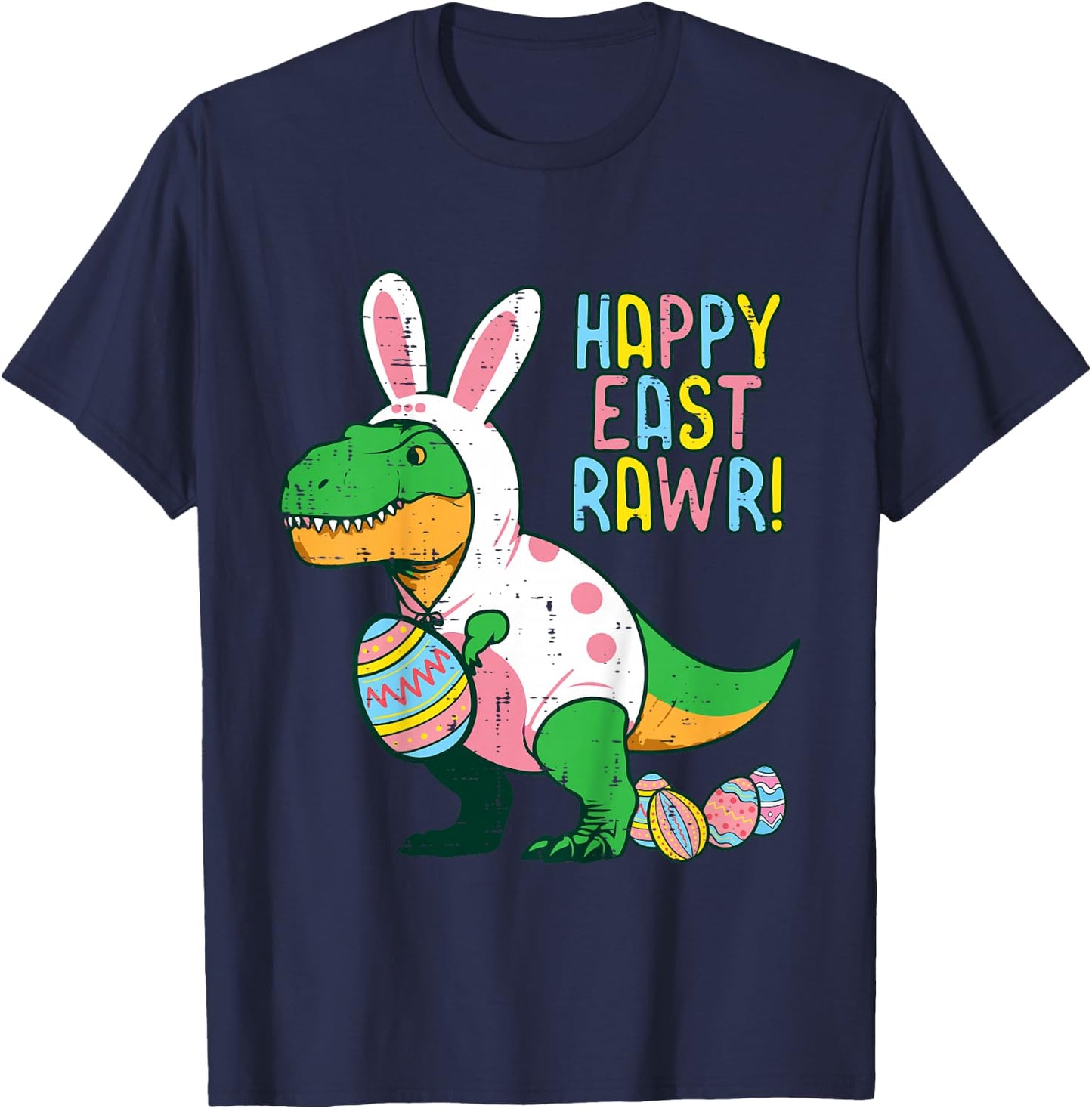 Kids Easter Dino Happy East Rawr Trex Toddler Boys Kids Youth T-Shirt - T-Shirt | Navy