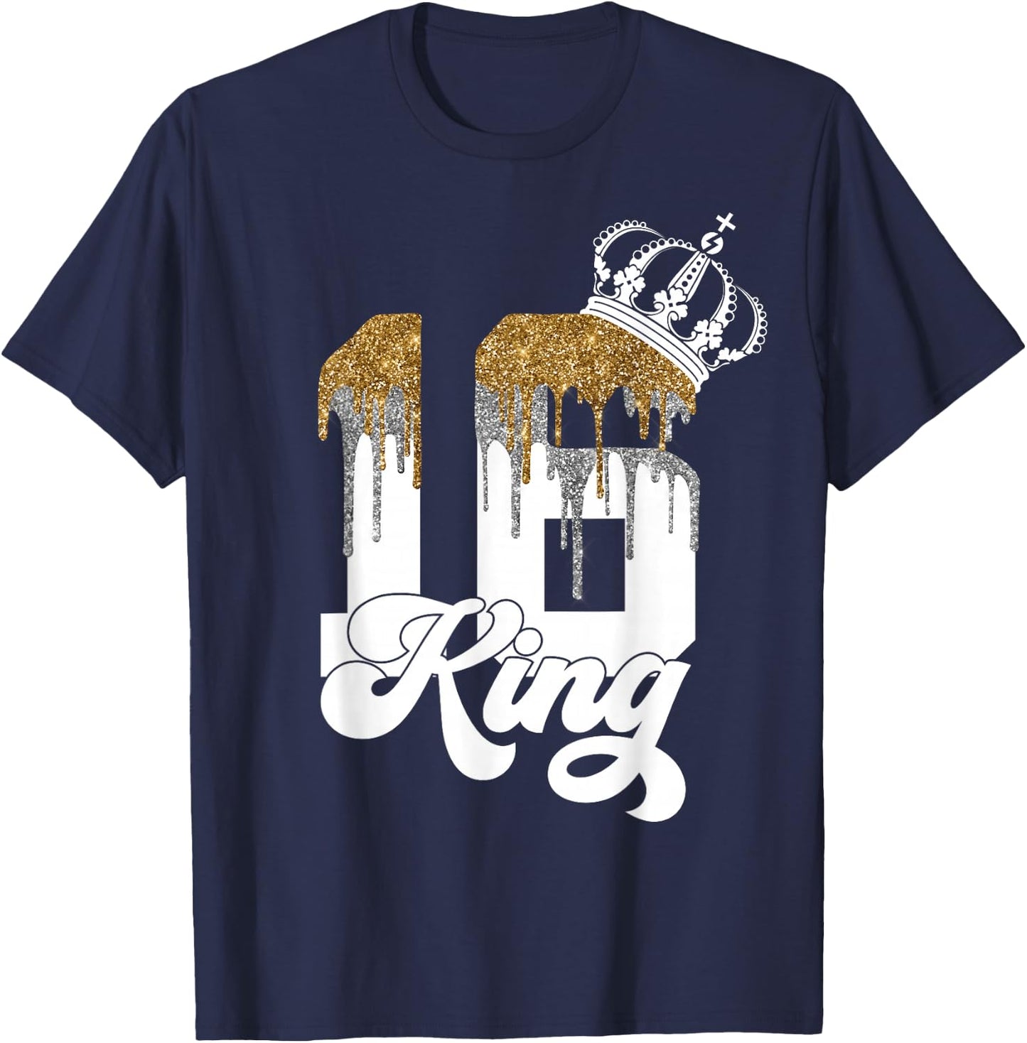 Finally 16 College King 16th Birthday T-Shirt - T-Shirt | Navy