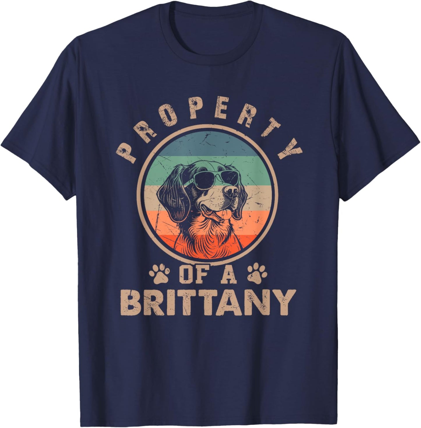 Property Of A Brittany Gifts Funny Brittany Dog Lover Owner T-Shirt - T-Shirt | Navy