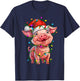 Pig Santa Christmas Tree Lighting Xmas Funny T-Shirt - T-Shirt | Navy