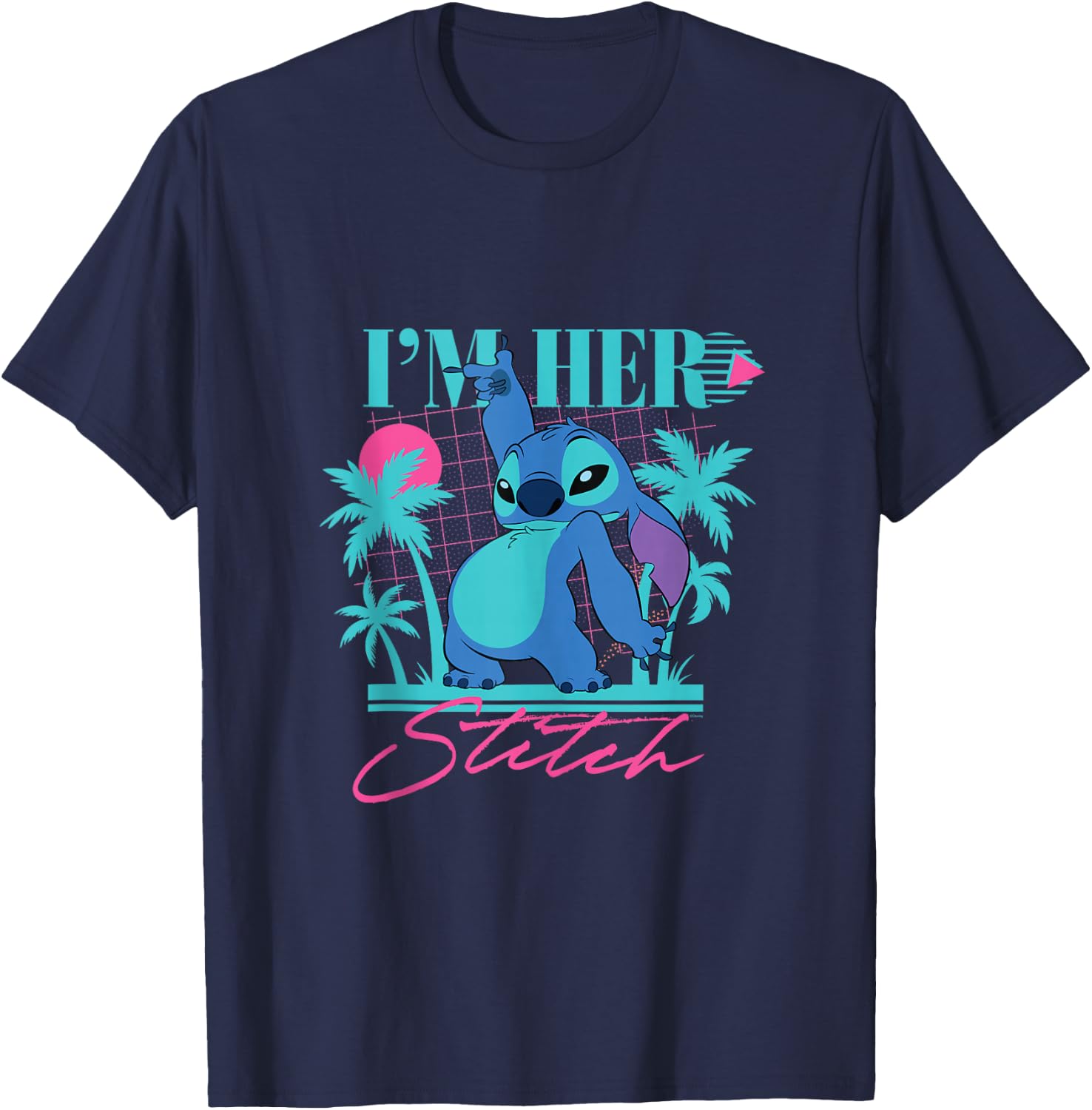 Disney Stitch Retro ’90s Couples Matching I’m Her Stitch T-Shirt - T-Shirt | Navy