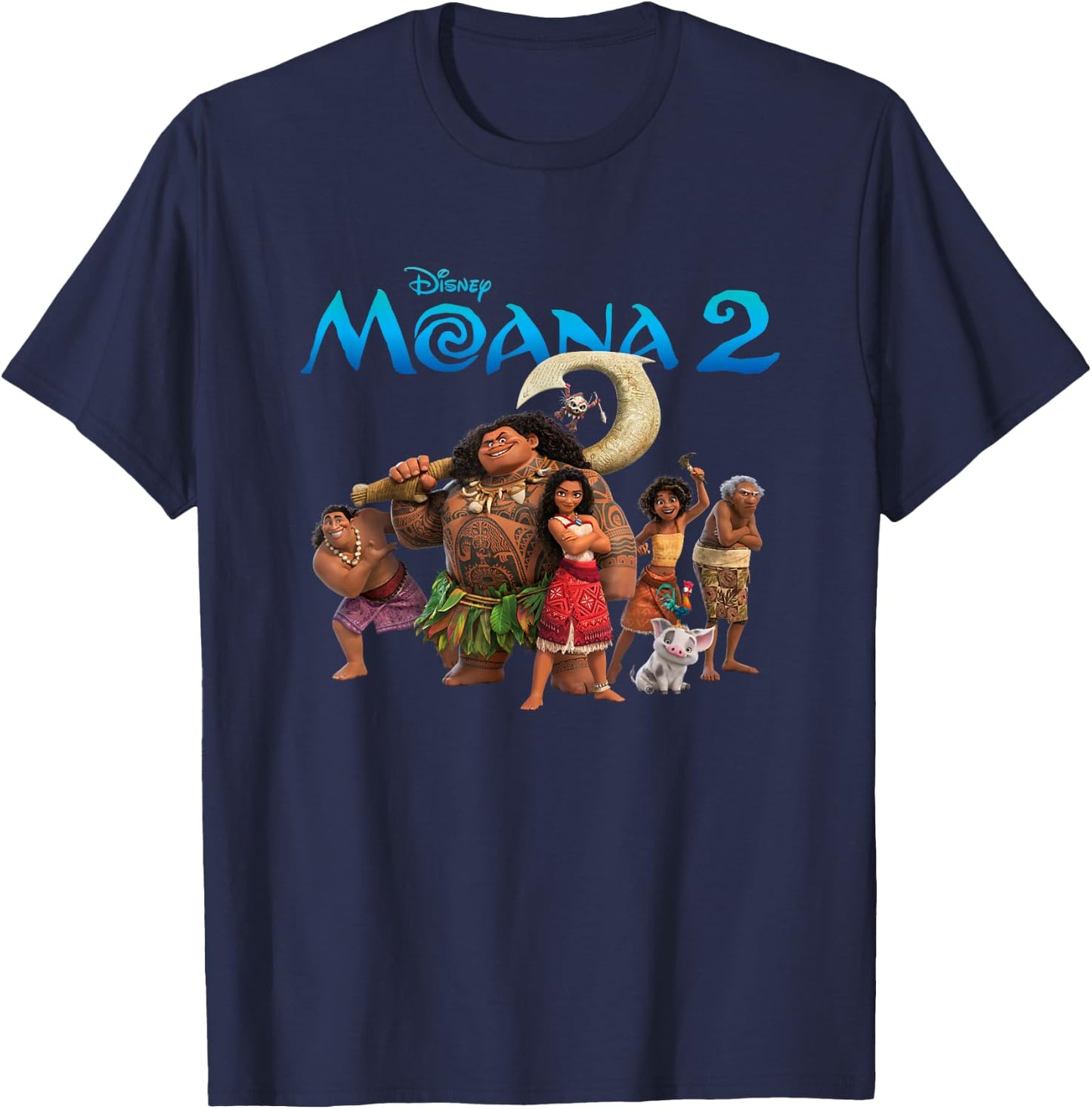 Disney Moana 2 Oceania Adventure Big Crew Panel , Black, S T-Shirt - T-Shirt | Navy