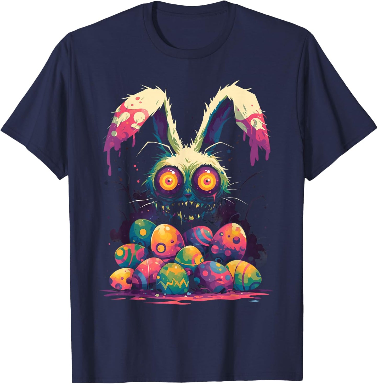 Horror Easter Bunny Egg Hunt Creepy Cute Goth Alt Aesthetic T-Shirt - T-Shirt | Navy