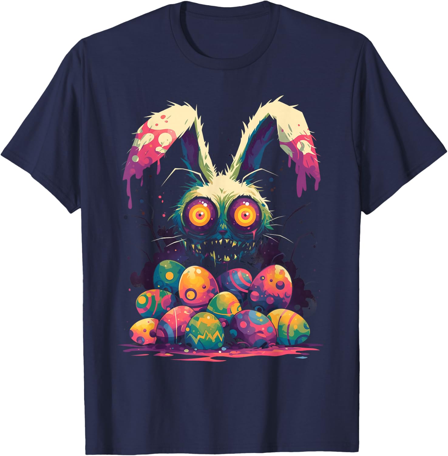 Horror Easter Bunny Egg Hunt Creepy Cute Goth Alt Aesthetic T-Shirt - T-Shirt | Navy