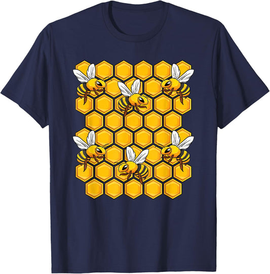 Beekeeper Honeycomb Honey Honeybee Beekeeping Bee Lover T-Shirt - T-Shirt | Navy
