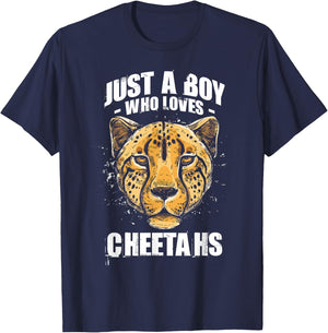 African Wild Animal Cheetah Leopard Safari Kids Boys T-Shirt - T-Shirt | Navy