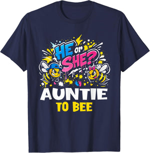 He Or She Auntie to Bee Gender Reveal Baby T-Shirt - T-Shirt | Navy