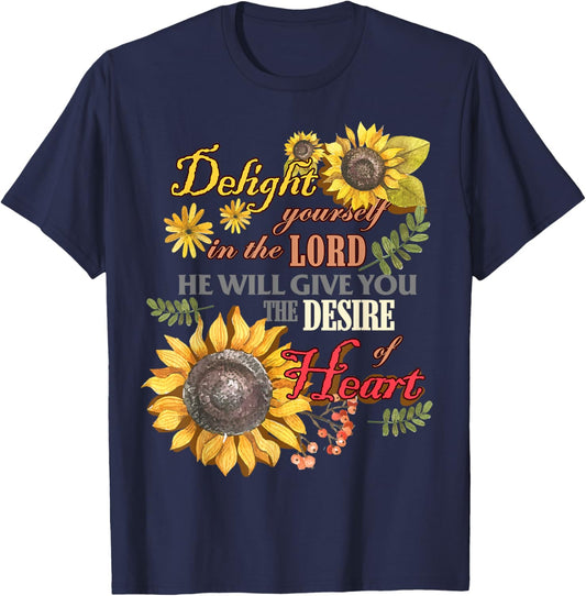 Sunflowers Blessed Girl Women's Southern Christian T-Shirt - T-Shirt | Navy