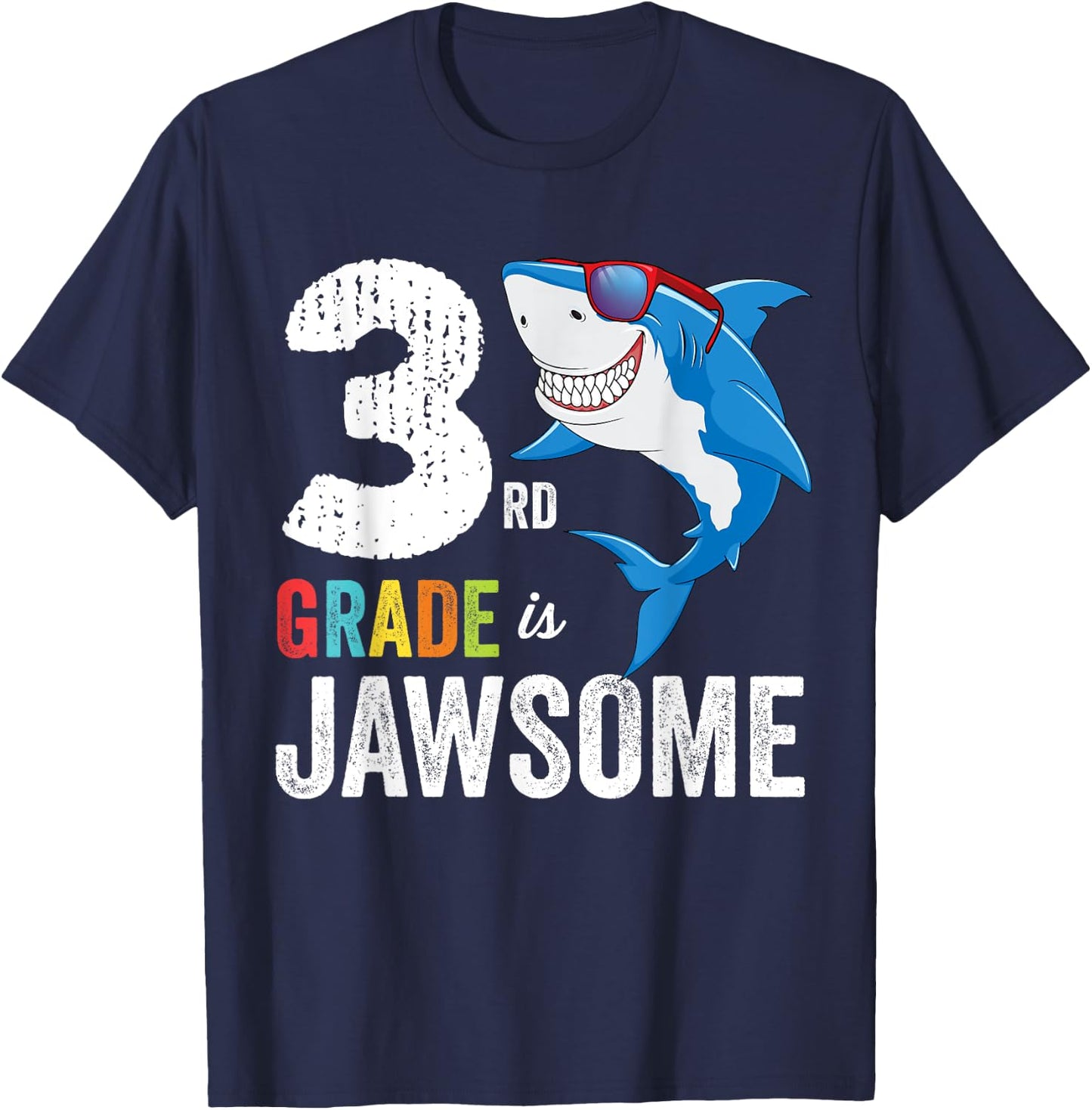 Third Grade Shirt Boys Girls Shark First Day of School T-Shirt - T-Shirt | Navy