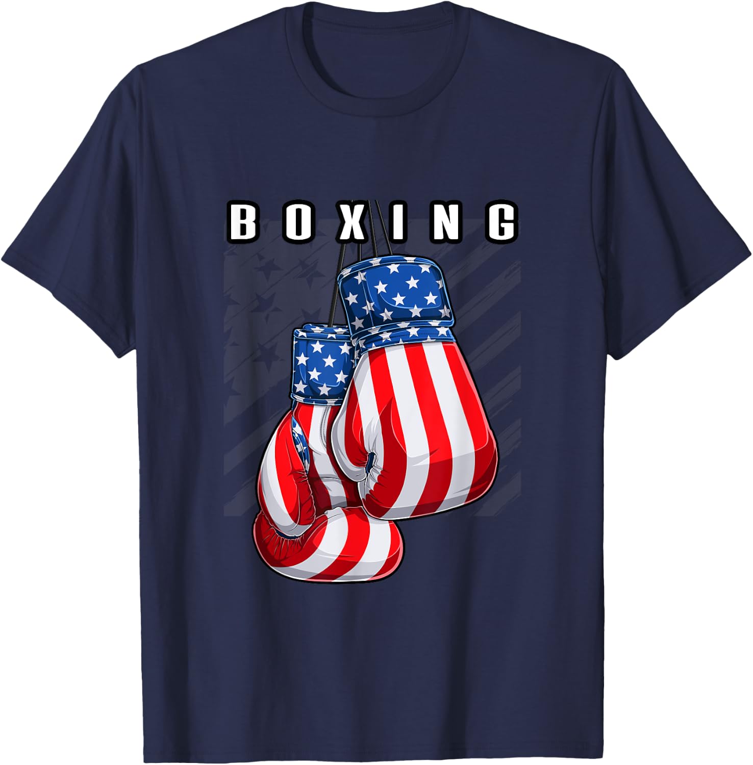 Boxing USA American Flag Boxing Gloves T-Shirt - T-Shirt | Navy