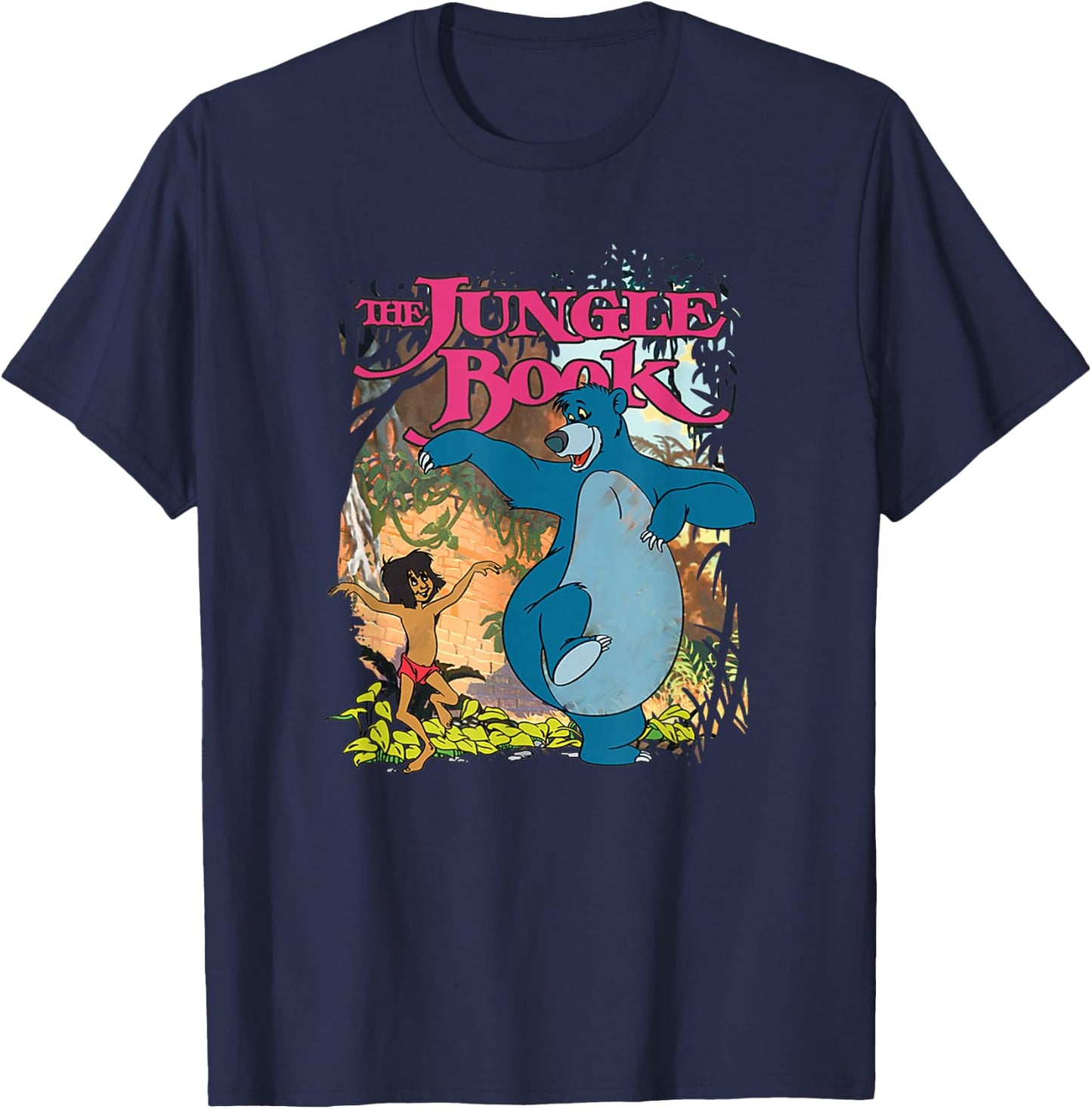Disney The Jungle Book Mowgli & Baloo Dancing Friends Small T-Shirt - T-Shirt | Navy