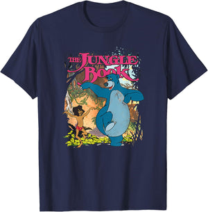 Disney The Jungle Book Mowgli & Baloo Dancing Friends Small T-Shirt - T-Shirt | Navy