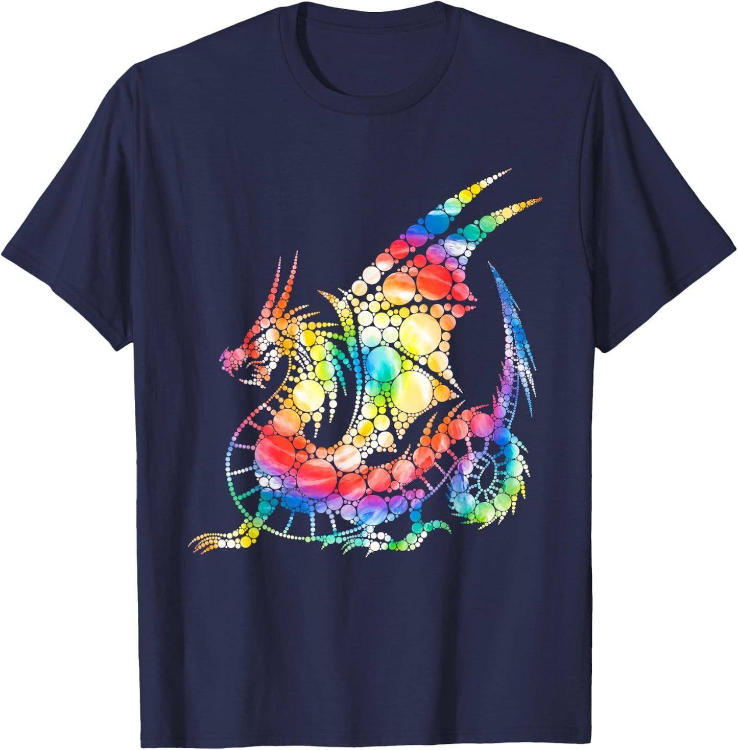 Tie Dye Colorful Dots Dragon Happy Dot Day Boys Girls T-Shirt - T-Shirt | Navy