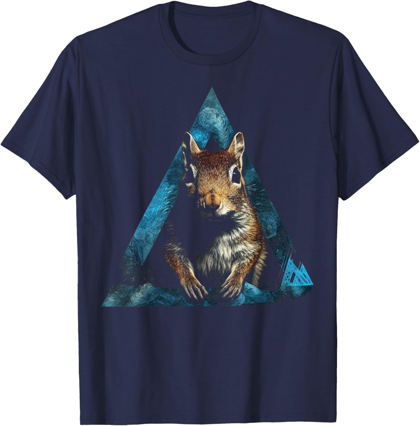 Squirrel Polygon Geometric Animal Squirrel T-Shirt - T-Shirt | Navy