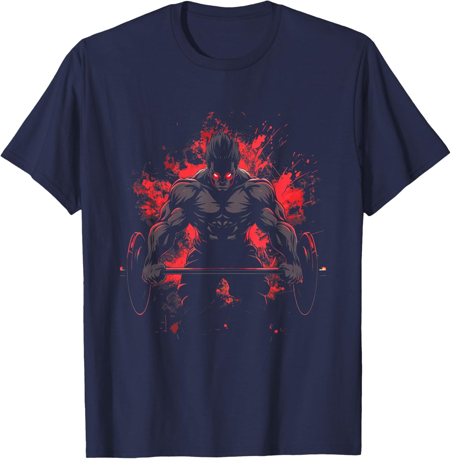 Bodybuilding Workout Muscle Powerlifting Anime Men Character Deadlift Power Gym Fitness T-Shirt - T-Shirt | Navy