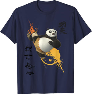 DreamWorks Kung Fu Panda 4 Po Flying Kick , gray T-Shirt - T-Shirt | Navy