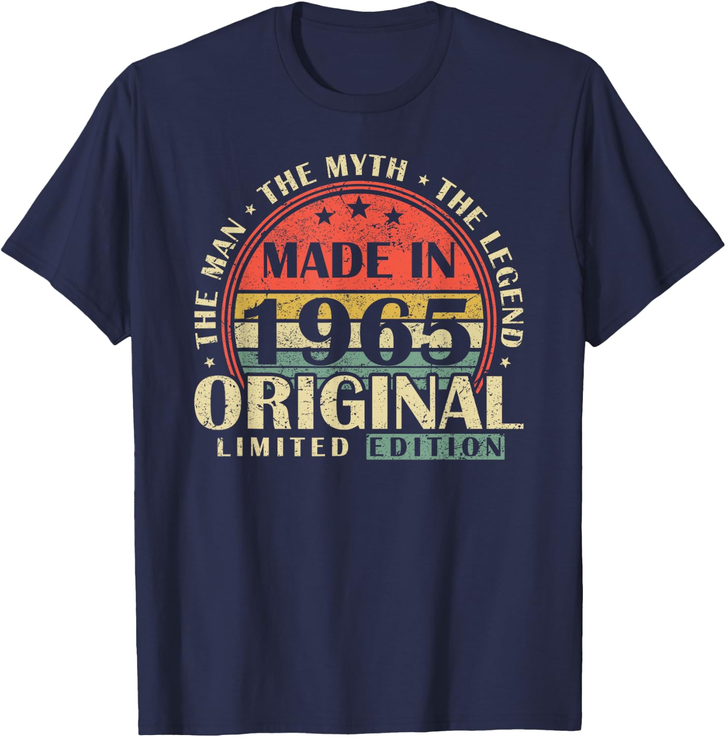 1965 Vintage Anniversary Retro Limited Edition Man Woman , Black, S T-Shirt - T-Shirt | Navy