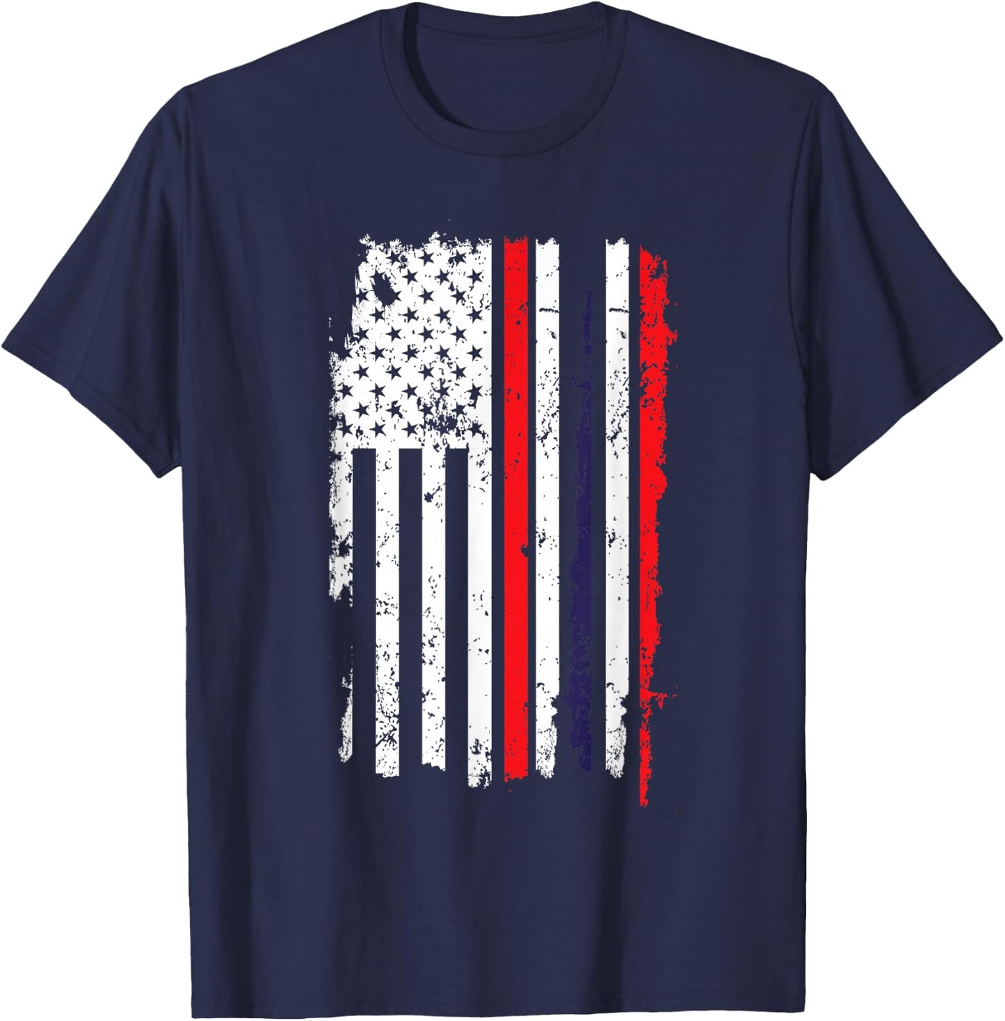 USA US Flag 4th Of July Thin Red Line Thai Flag Thailand T-Shirt - T-Shirt | Navy