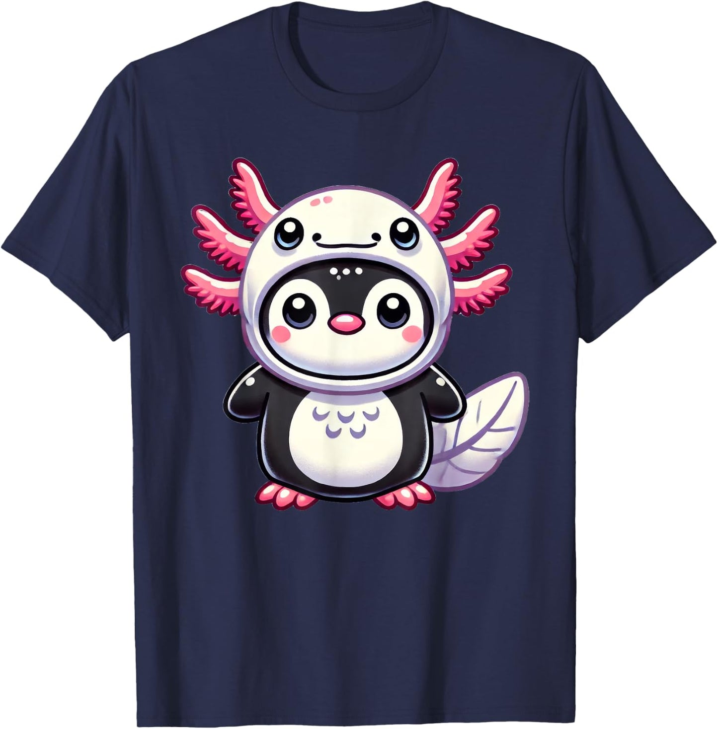 Kawaii Penguin Axolotl Costume T-Shirt - T-Shirt | Navy