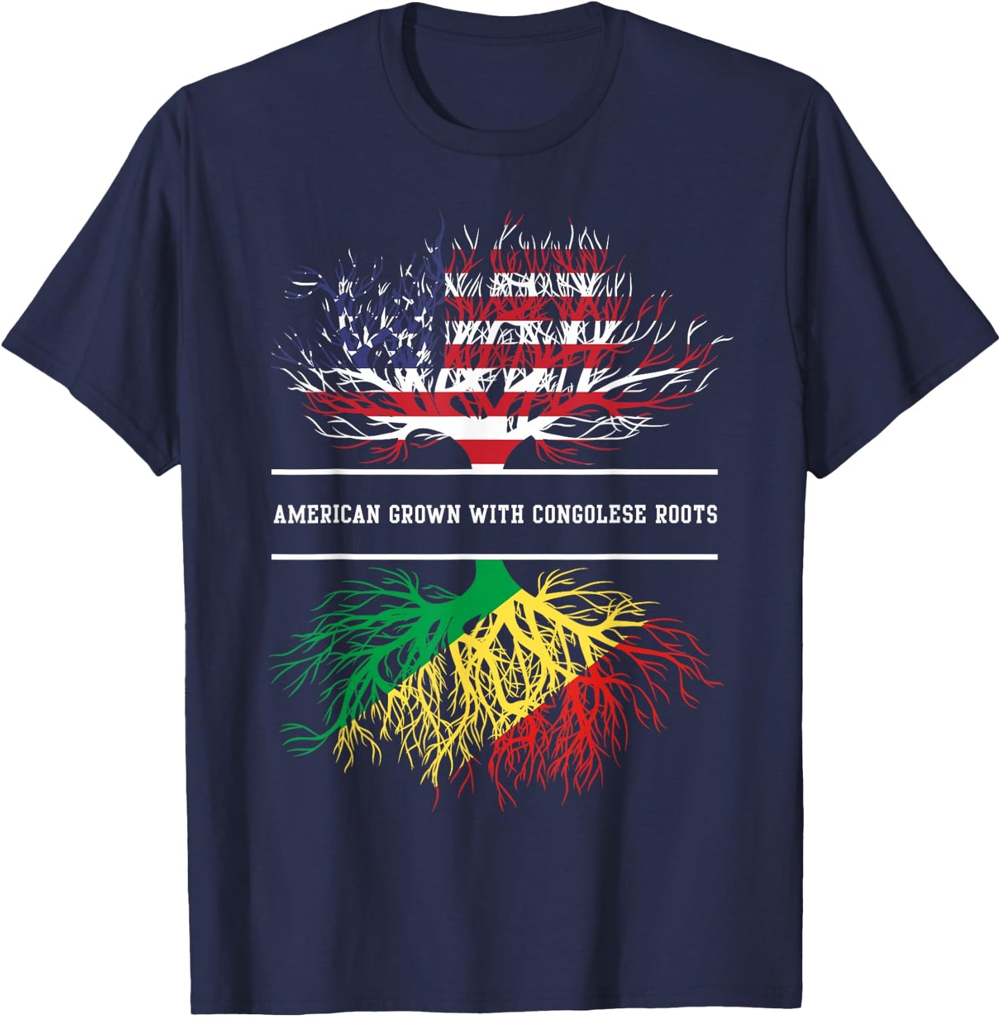 American Grown With Congolese Roots - Congo-Brazzaville Flag T-Shirt - T-Shirt | Navy