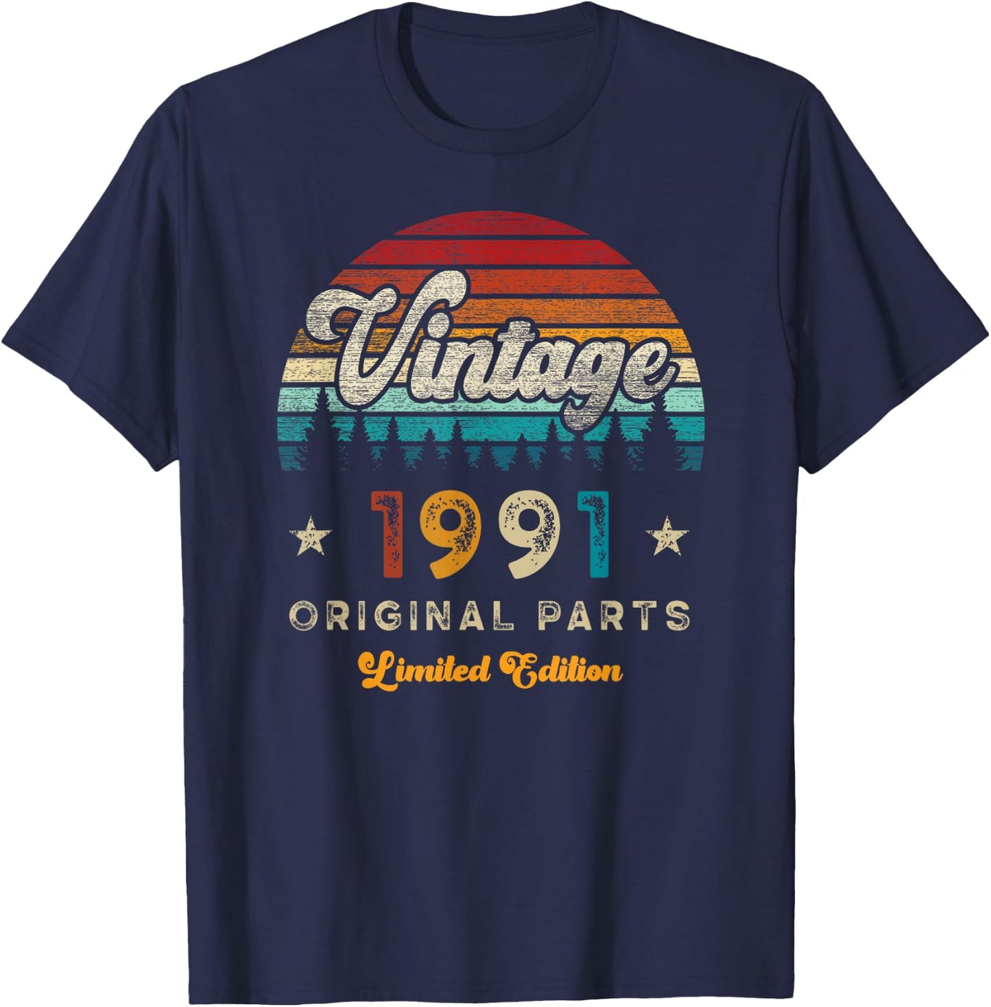Vintage 1991 Birthday 34 Years Old Limited Edition T-Shirt - T-Shirt | Navy