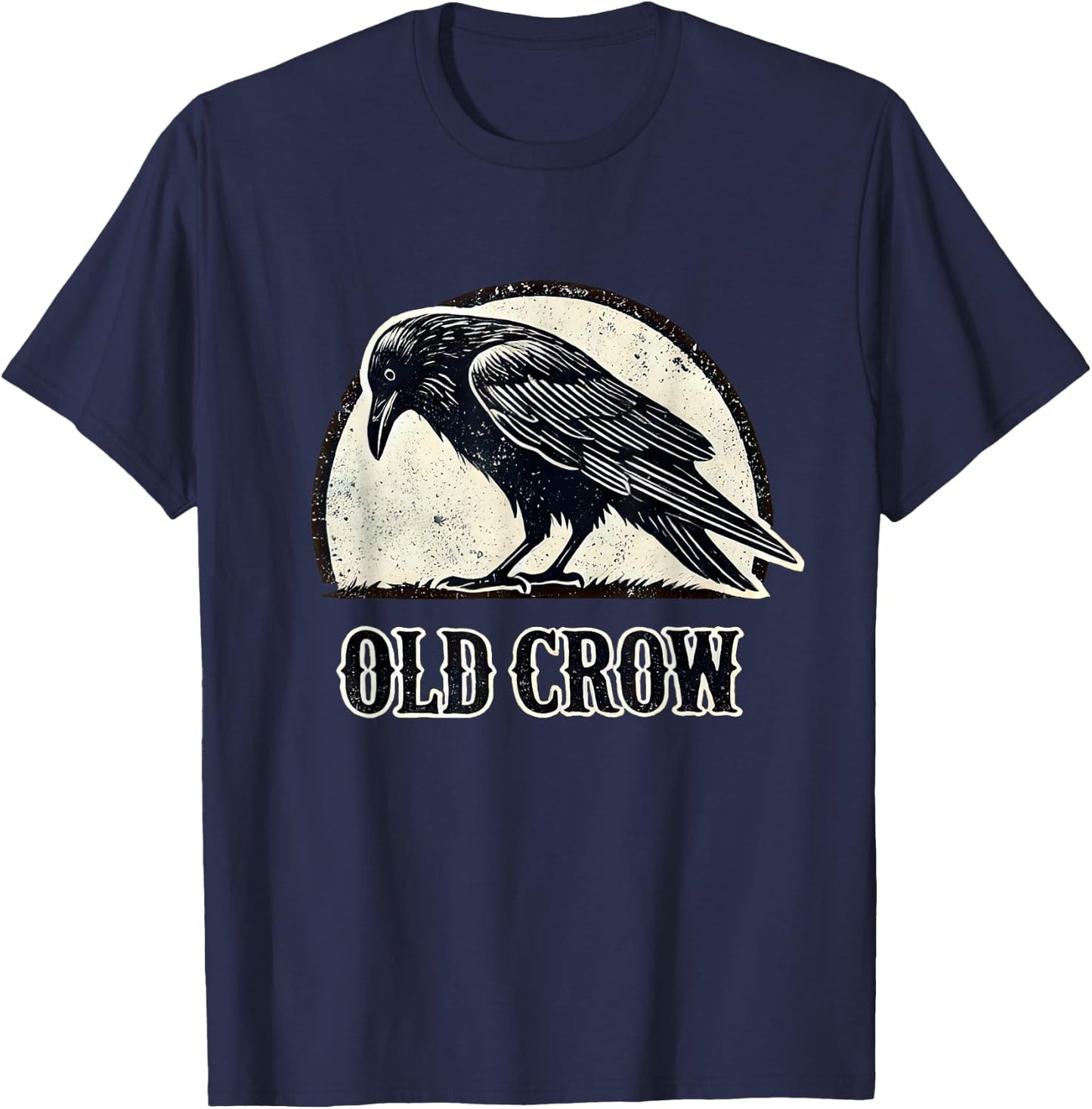 Old Crow Graphic , Small, Black T-Shirt - T-Shirt | Navy