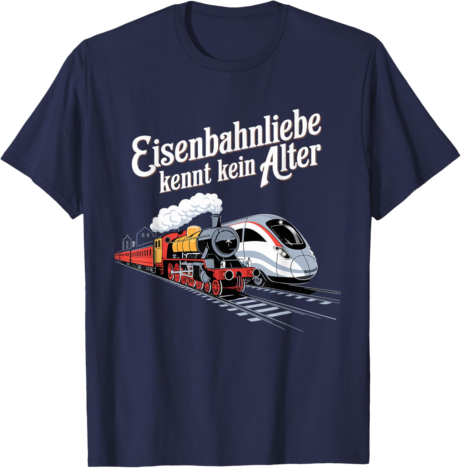 Model Railway Saying "Eisenbahn Liebe Damplok Modellbau , black T-Shirt - T-Shirt | Navy