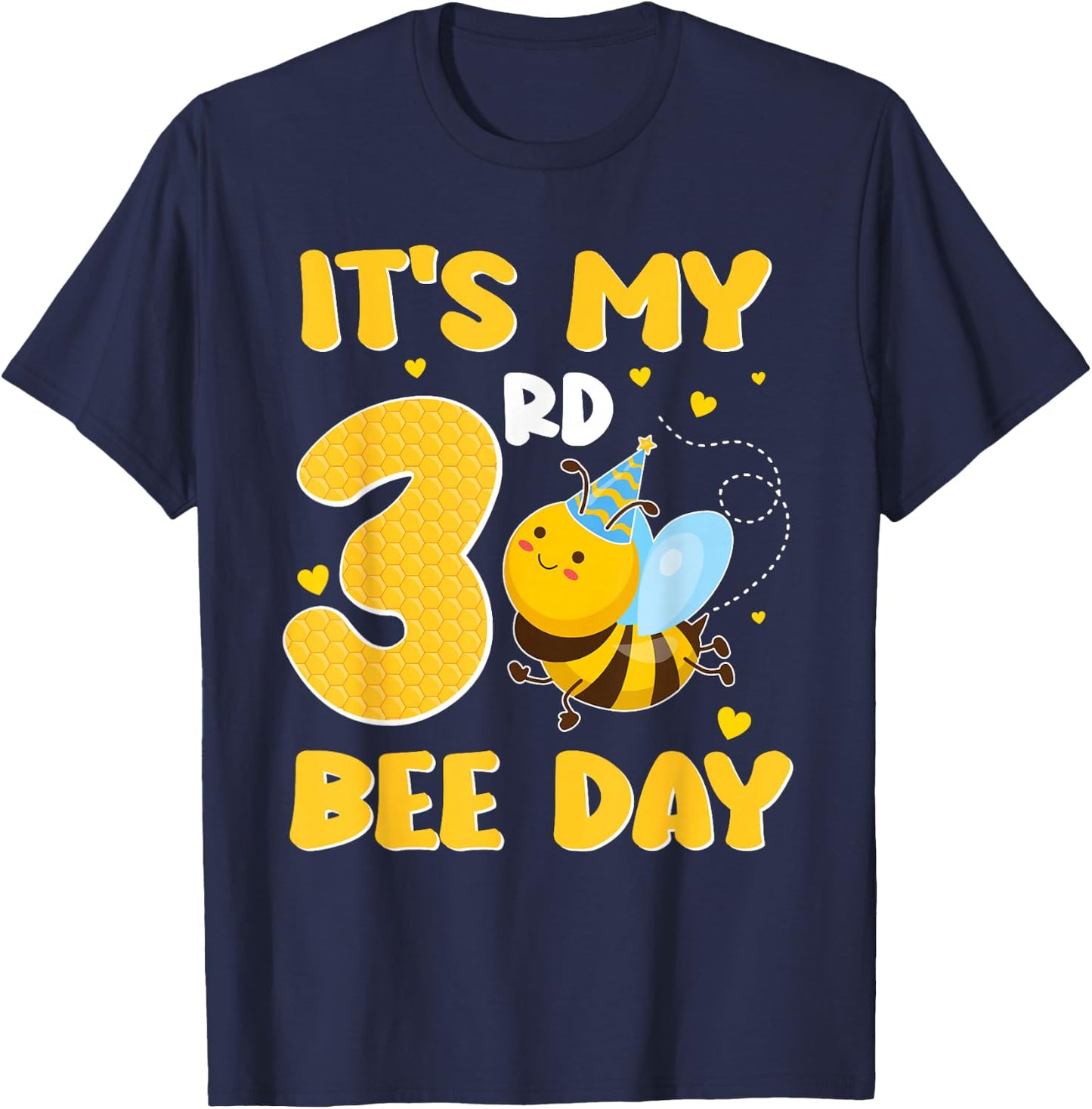 It's My 3 Year Old Birthday Bee Day 3rd Party T-Shirt - T-Shirt | Navy