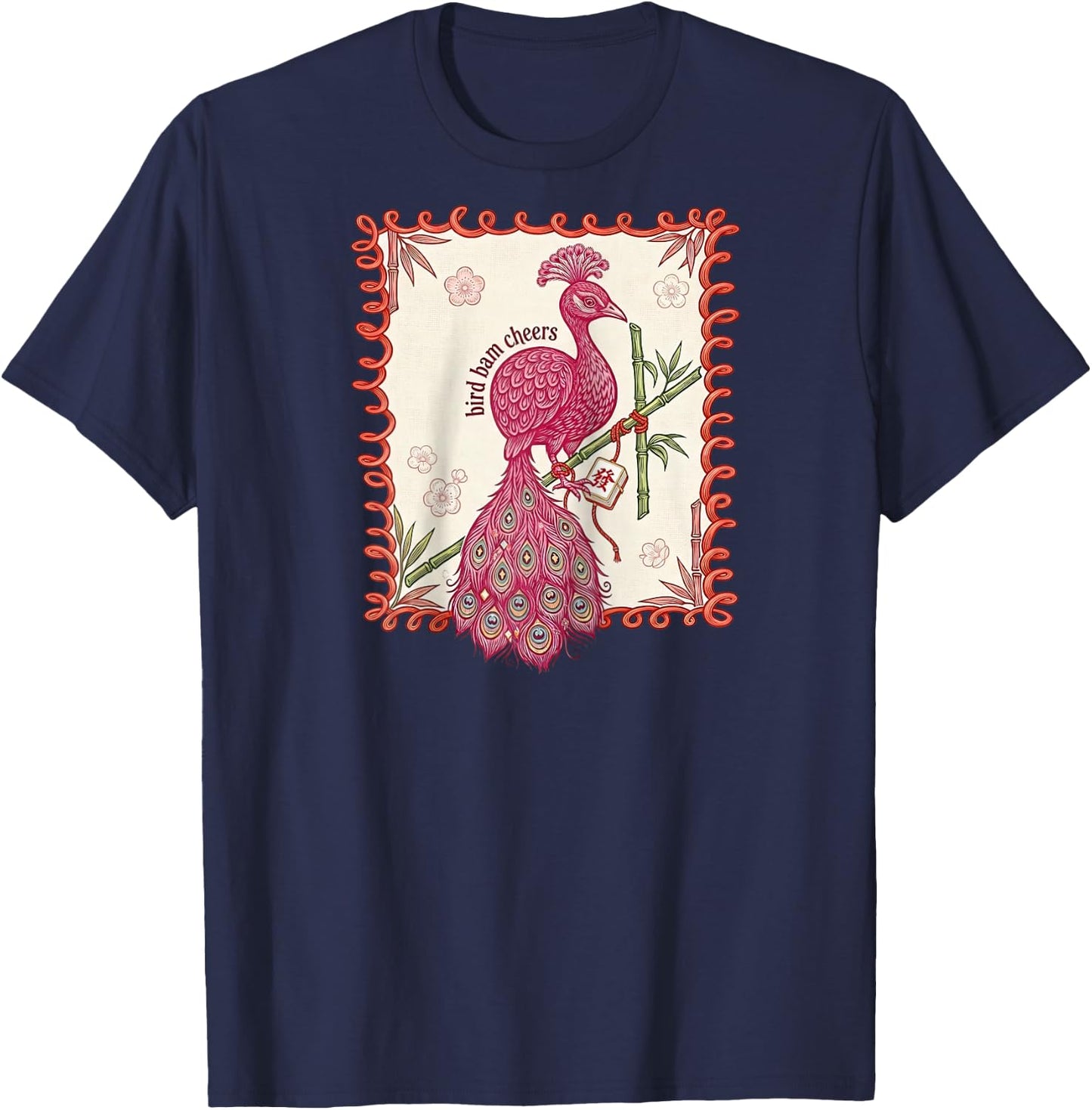 Mahjong Bird Bam Cheers Preppy for Mahjong Lover Gamer Girly Raglan Baseball T-Shirt - T-Shirt | Navy