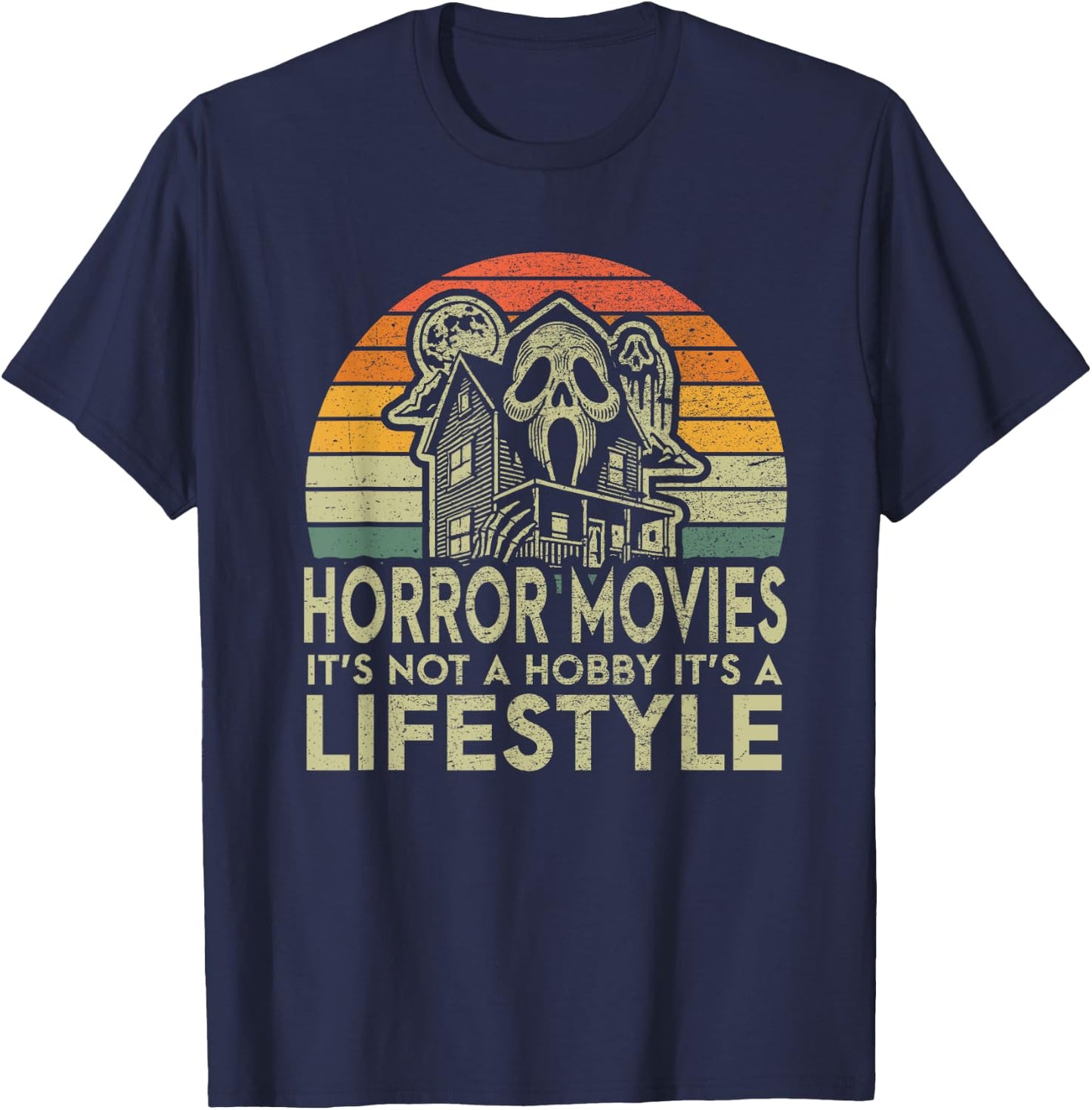 Retro Horror Movies Lifestyle Horror Enthusiast T-Shirt - T-Shirt | Navy
