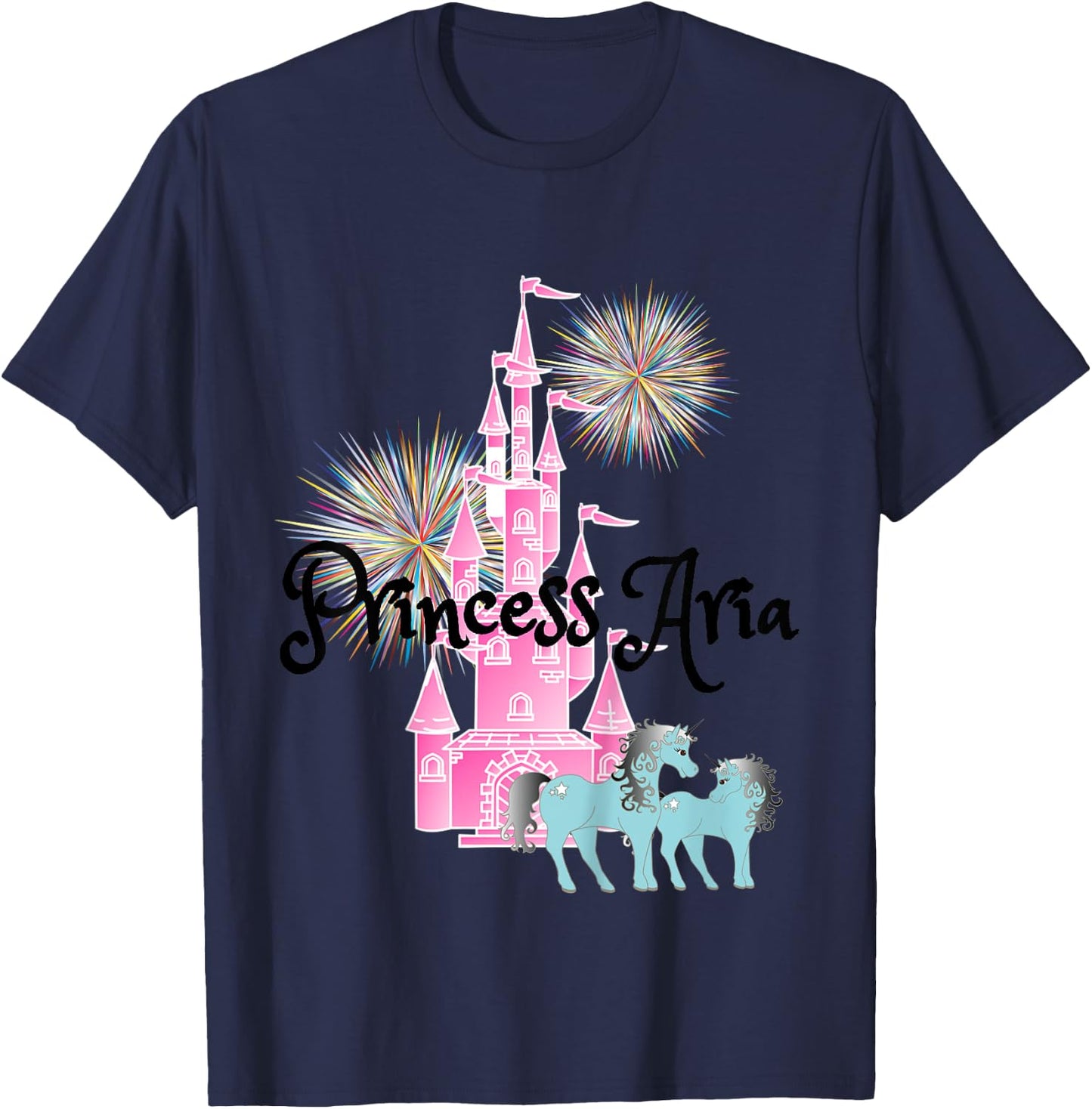 Kids Princess Aria Name Girls Personalized Custom T-Shirt - T-Shirt | Navy