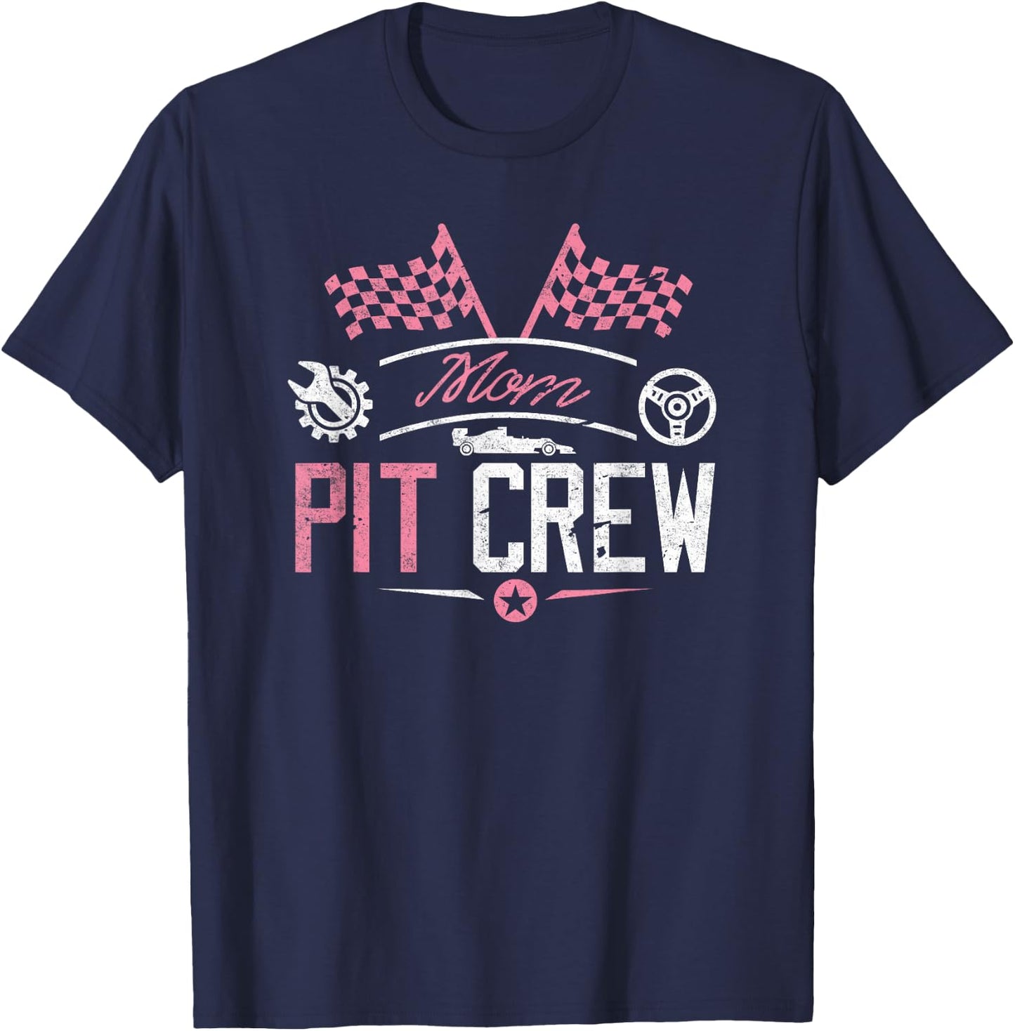 Racing Car Mommy Racer Shirt Mom Pit Crew for Mother Women T-Shirt - T-Shirt | Navy