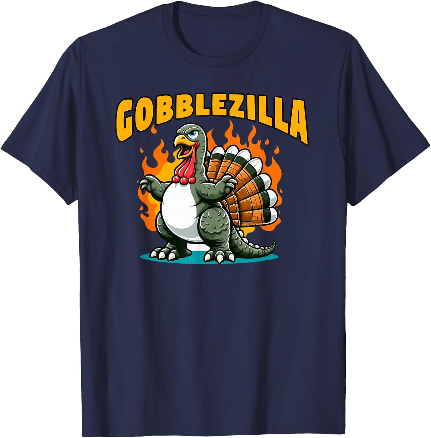 Turkey Thanksgiving Day Gobblezilla T-Shirt - T-Shirt | Navy