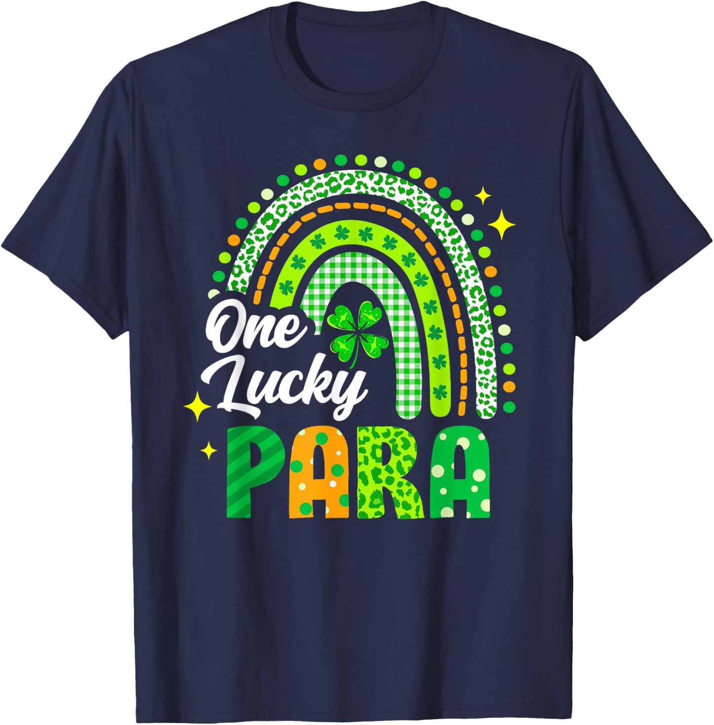 One Lucky Para St Patrick's Day Rainbow Leopard Shamrock T-Shirt - T-Shirt | Navy