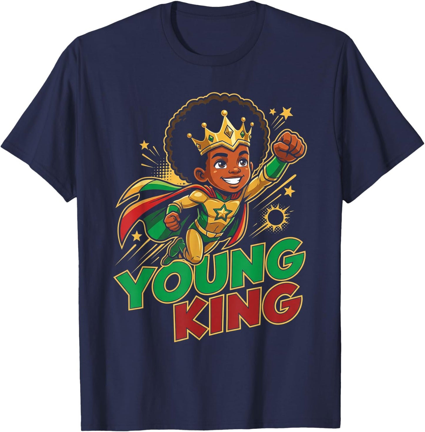 Black Young King Black History Month Juneteenth Kids Boys T-Shirt - T-Shirt | Navy