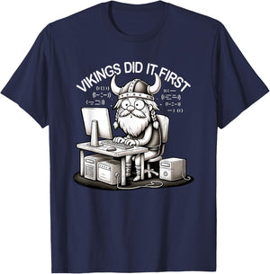 Vikings Did It First Bearded Viking Computer PC Walhalla , black T-Shirt - T-Shirt | Navy