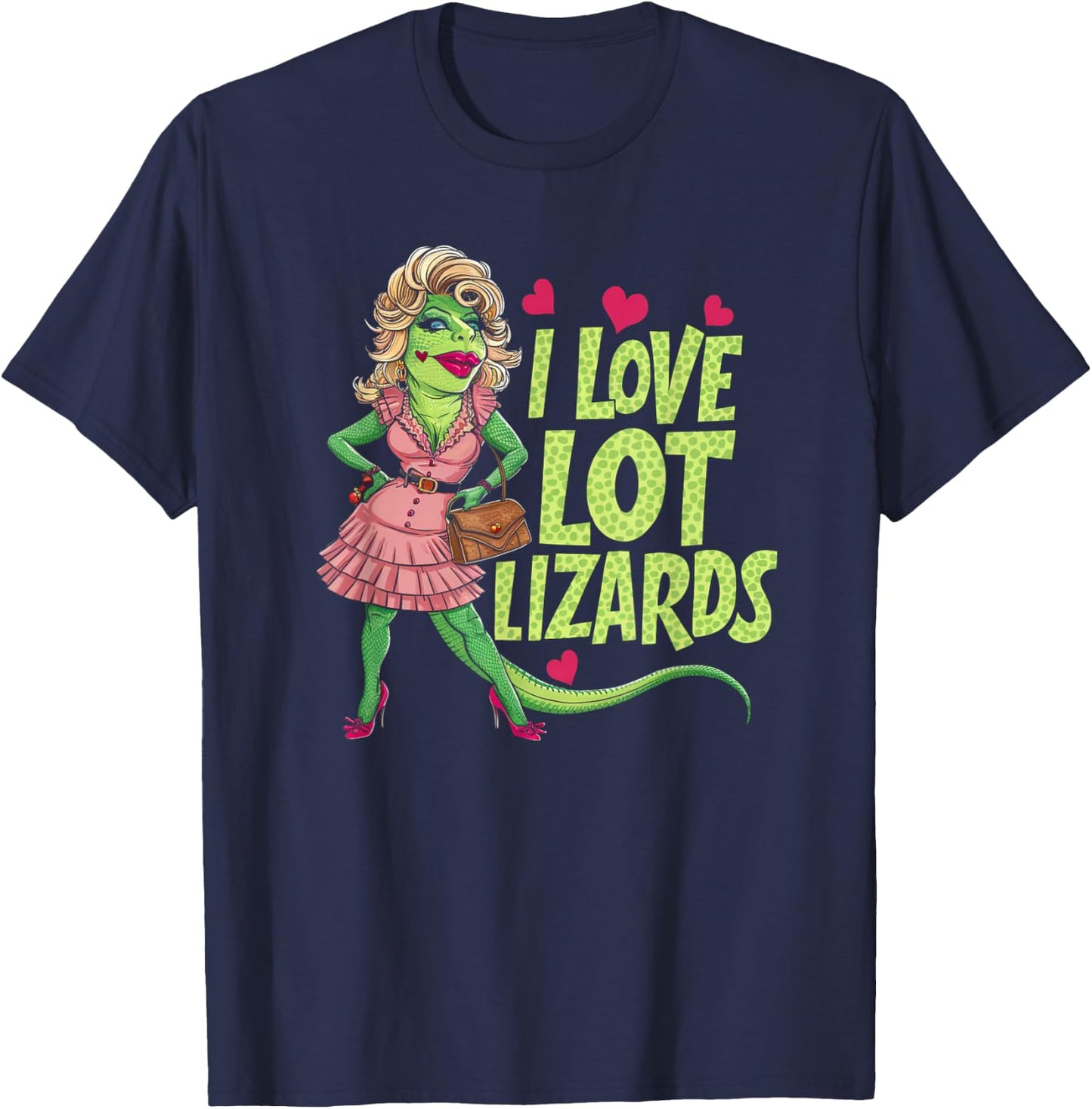 I Love Lot Lizards Funny Trucker T-Shirt - T-Shirt | Navy